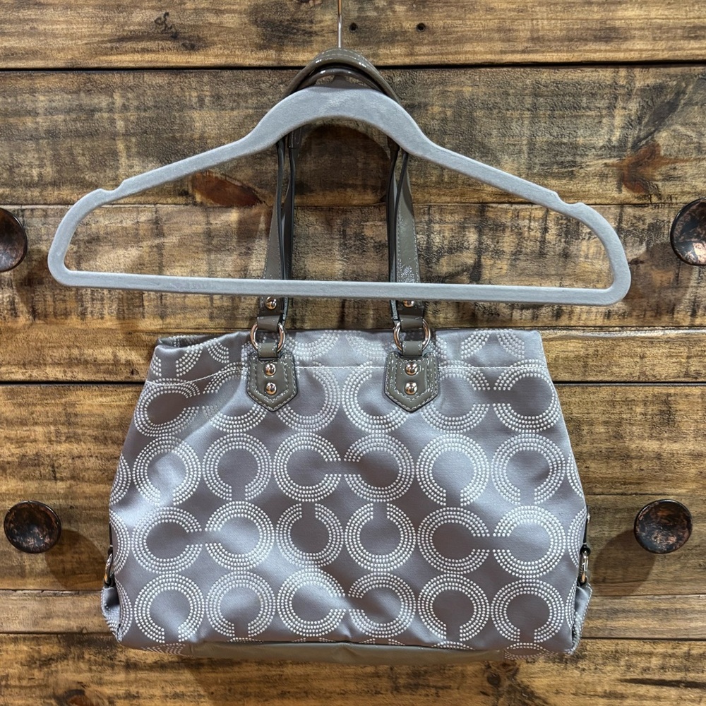 Coach Gray Ashley Dotted Op Carryall Bag‎ - Picture 3 of 15